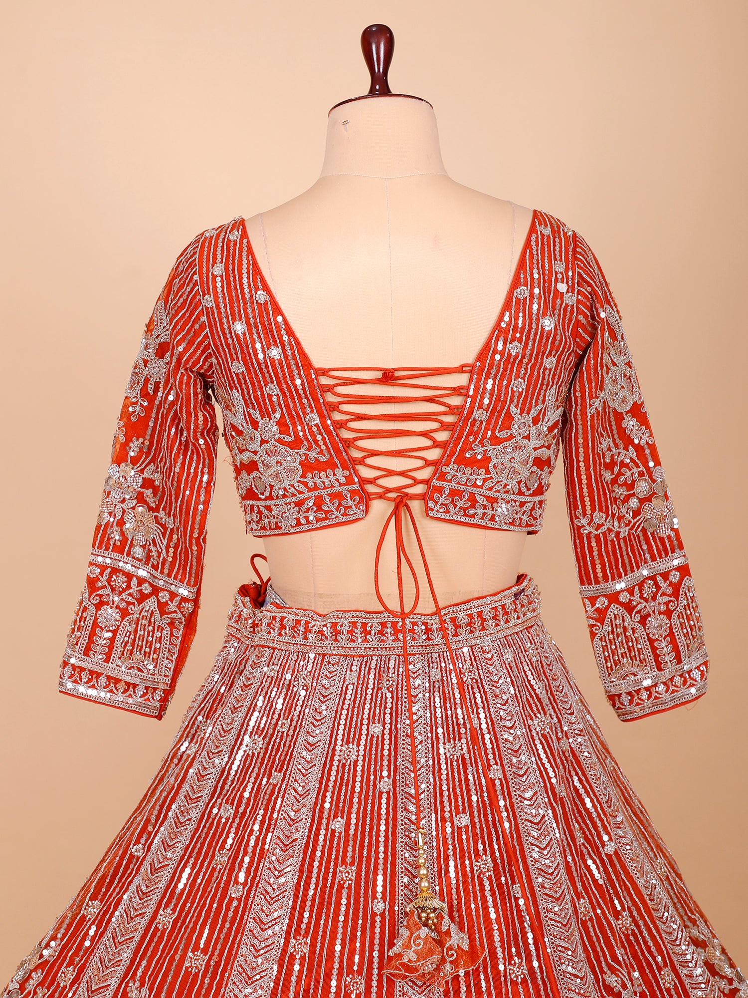 Sunset Orange Net Lehenga