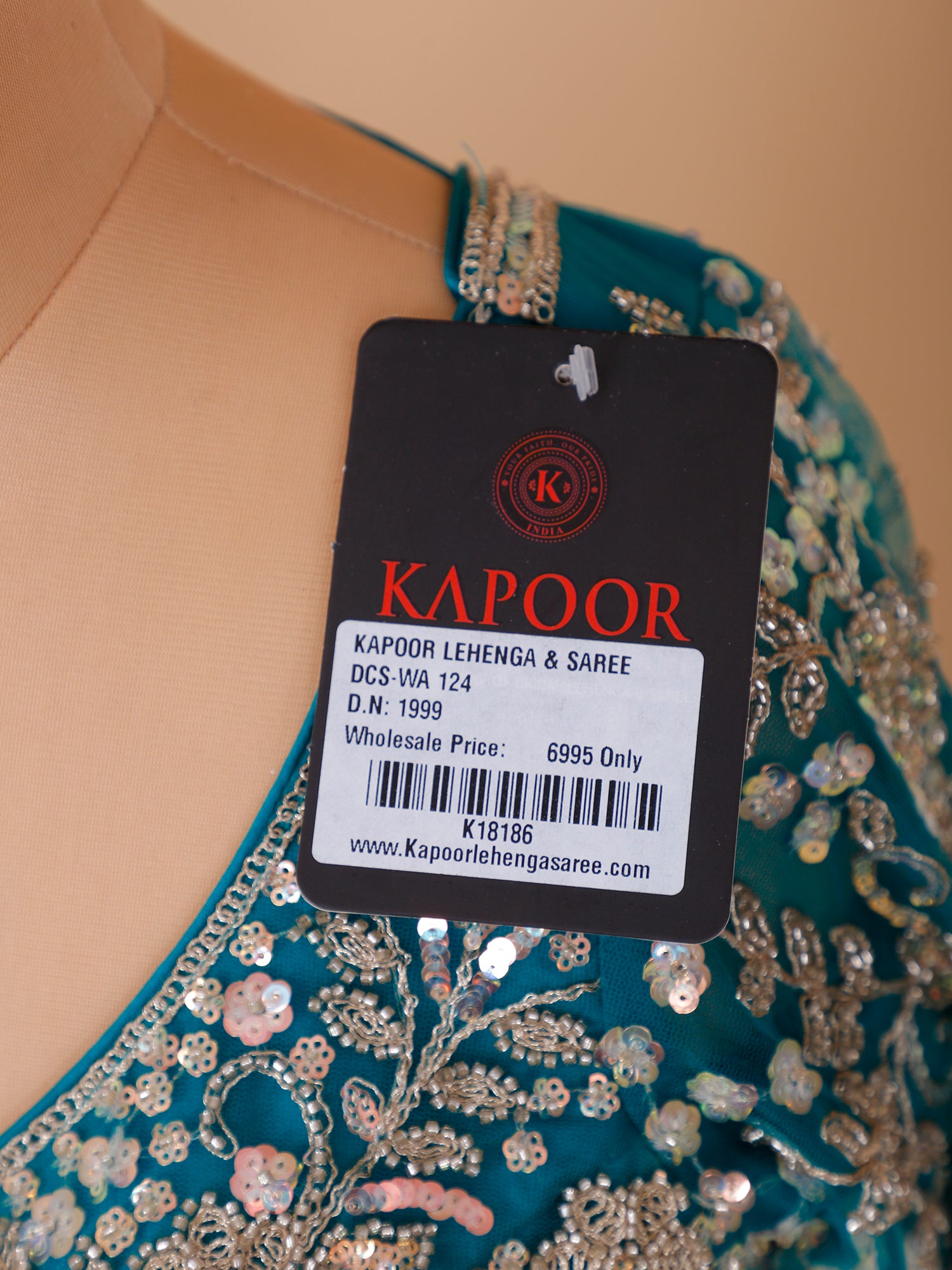 Rama Blue Net Lehenga With Coding Work
