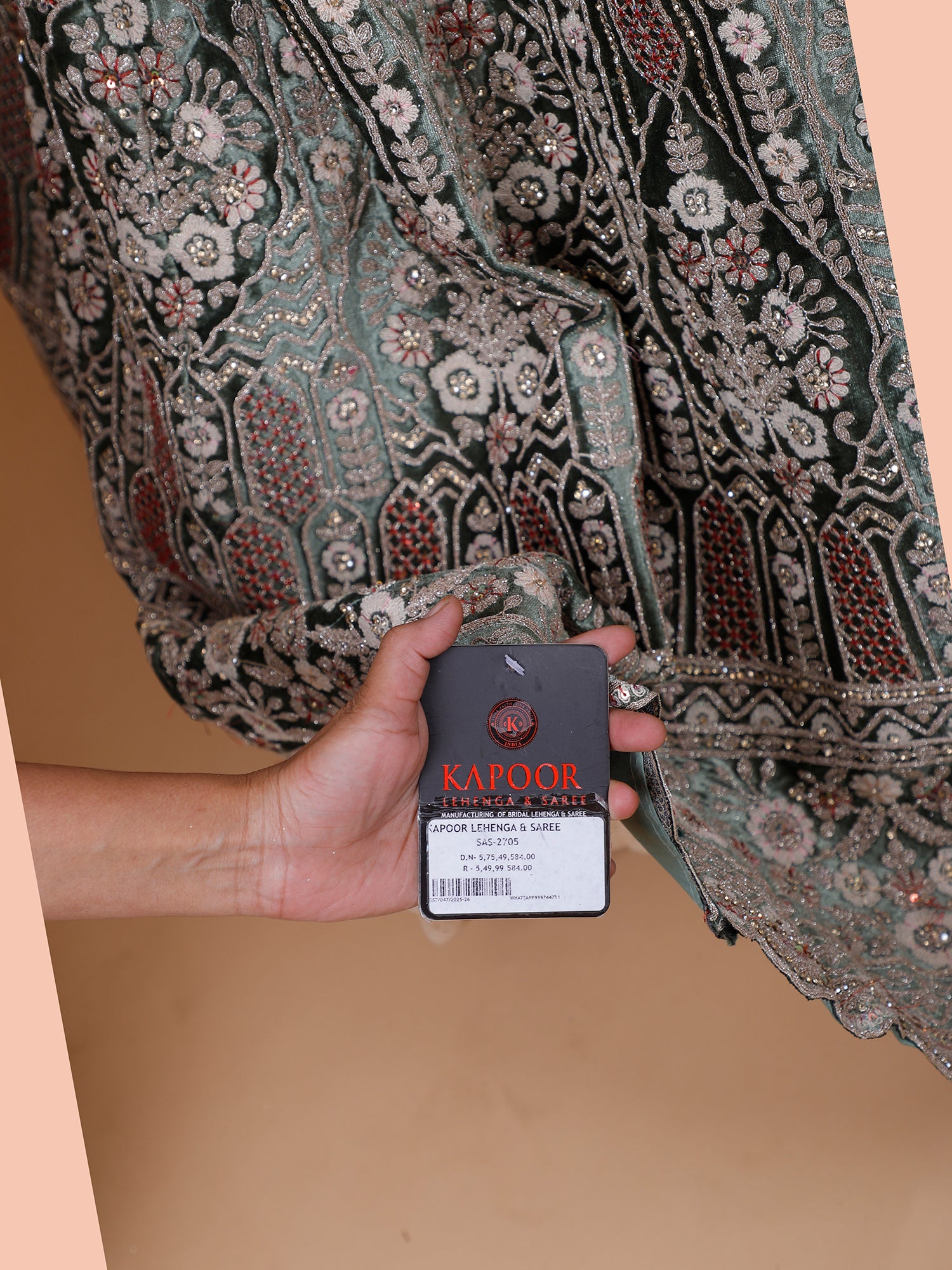 Pista Velvet Lehenga With Jarkan Work
