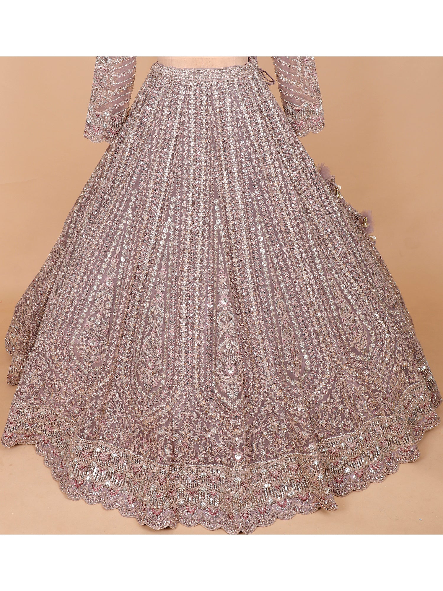 Onion Pink Butterfly Net Lehenga With Diamond