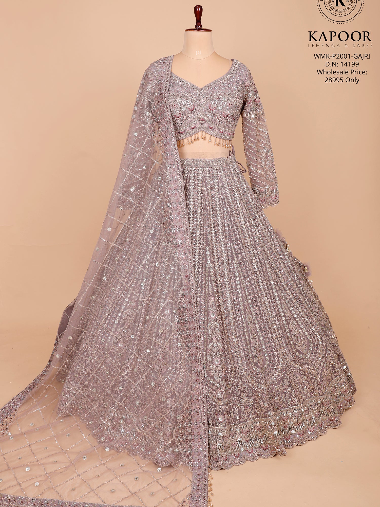 Onion Pink Butterfly Net Lehenga With Diamond