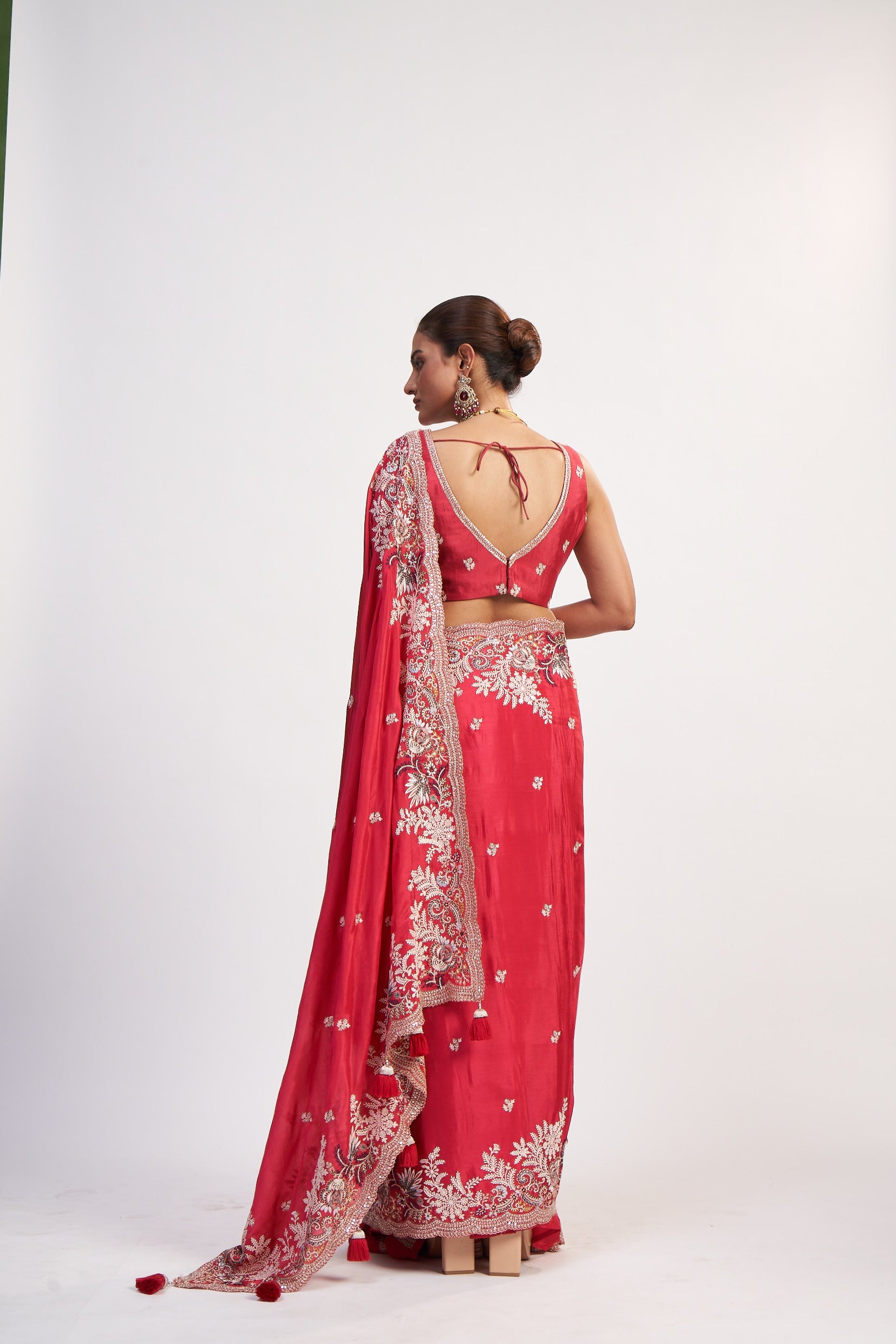 Soft Pink Chinon Sequin Saree