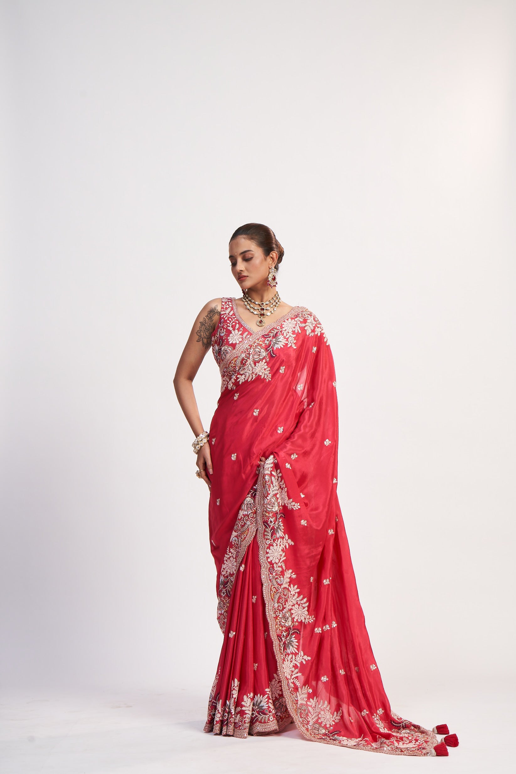 Soft Pink Chinon Sequin Saree