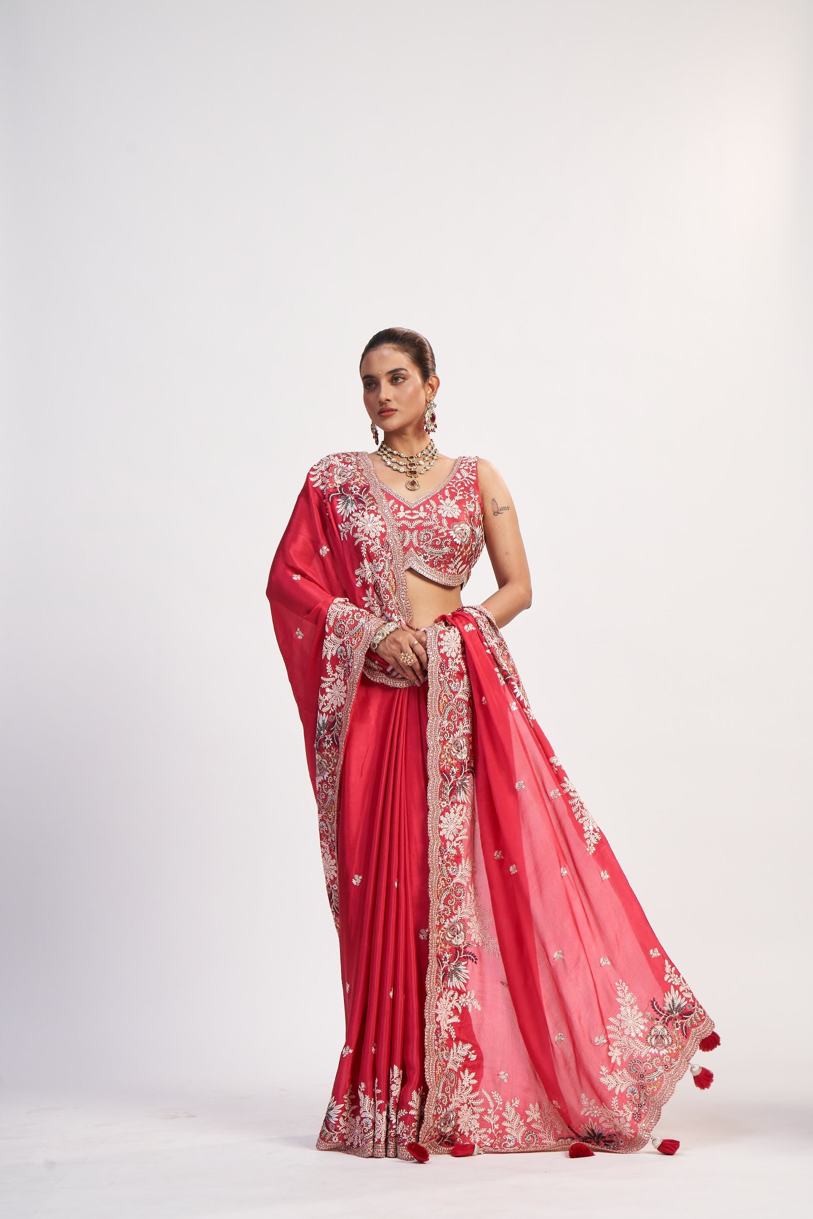 Soft Pink Chinon Sequin Saree