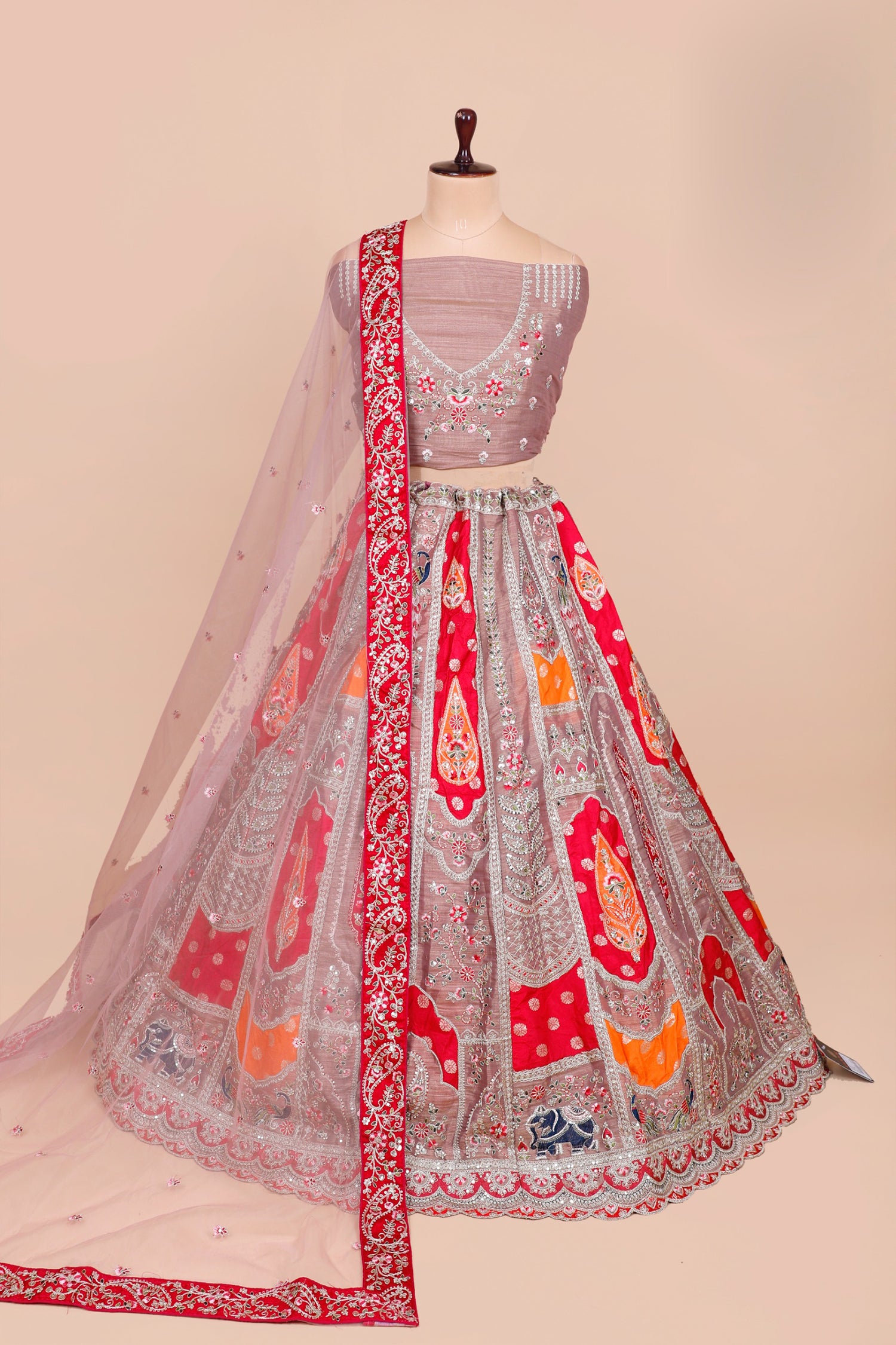 Multi-Color Silk Lehenga With Multi-Thread
