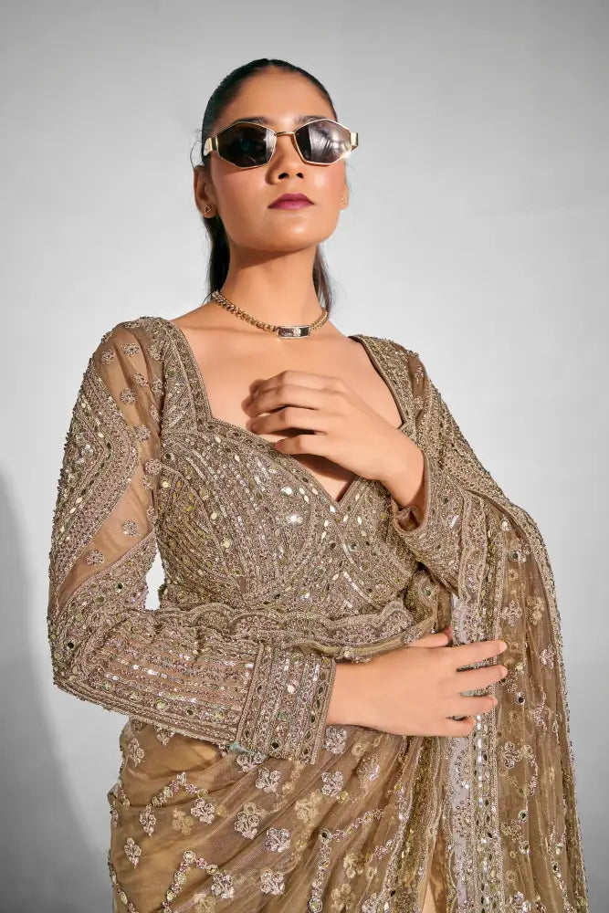 A Golden Net Saree That Makes Every Moment Brighter Saree