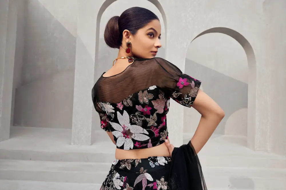 Black Net Saree Sequin Dazzle For Unforgettable Nights Saree