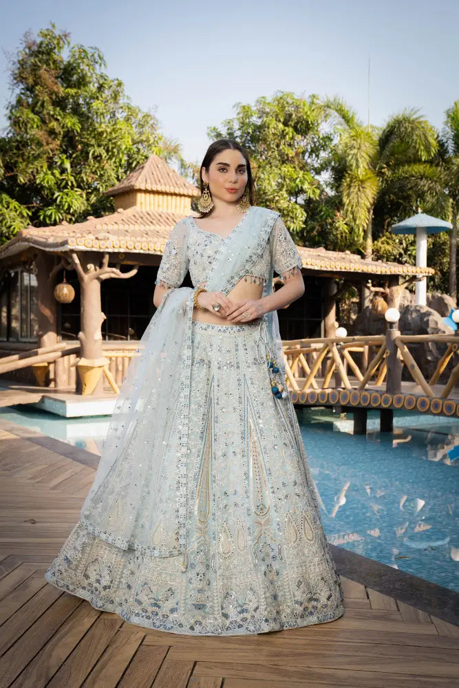Chic Sky Blue Lucknowee Lehenga For A Modern Ethnic Vibe Lehenga