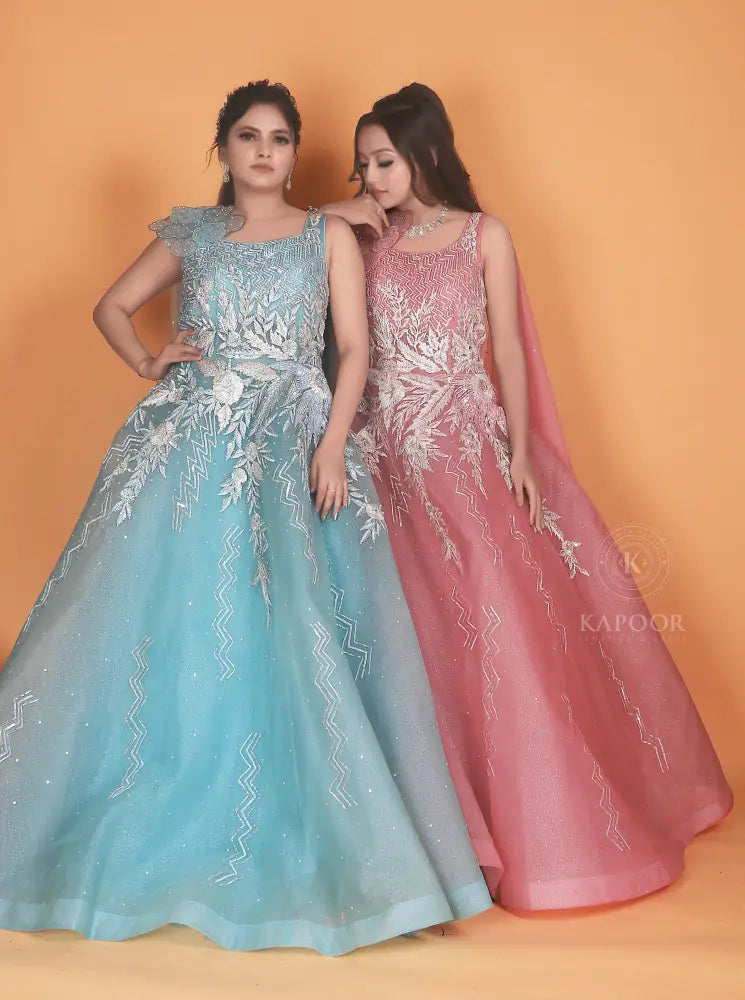 Elegant Pink Handmade Gown With Gota Work