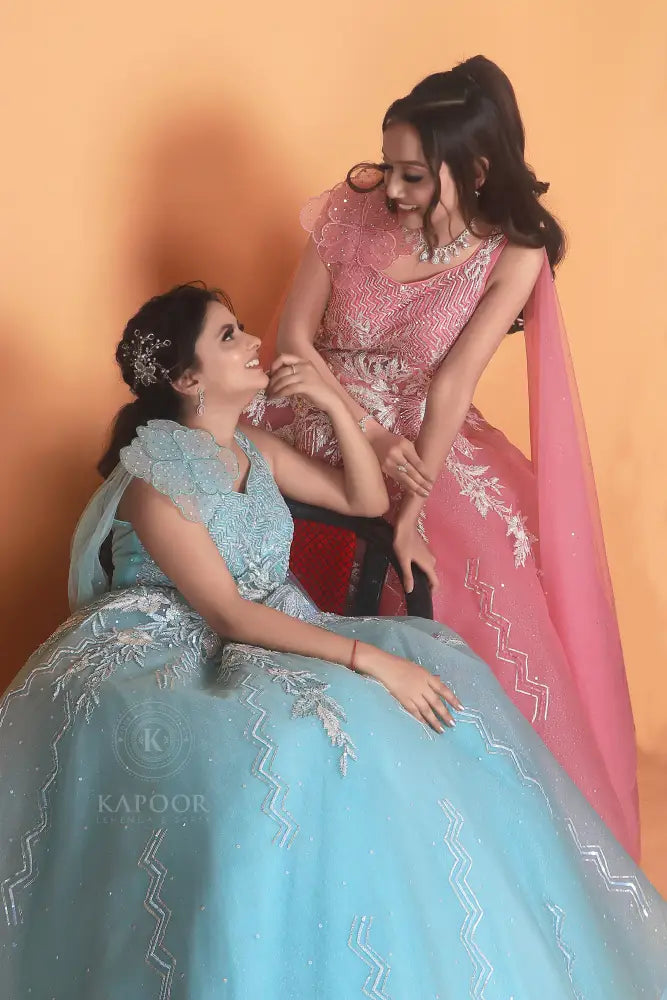 Elegant Pink Handmade Gown With Gota Work