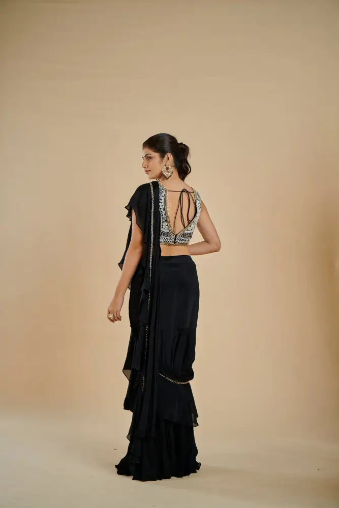 Exclusive Black Handwork Saree For Women’S Evening Celebrations Saree