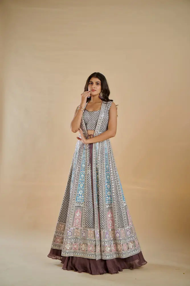 Fancy Party Wear Indo Western In Net With Unique Multi Work Highlights Indo Western