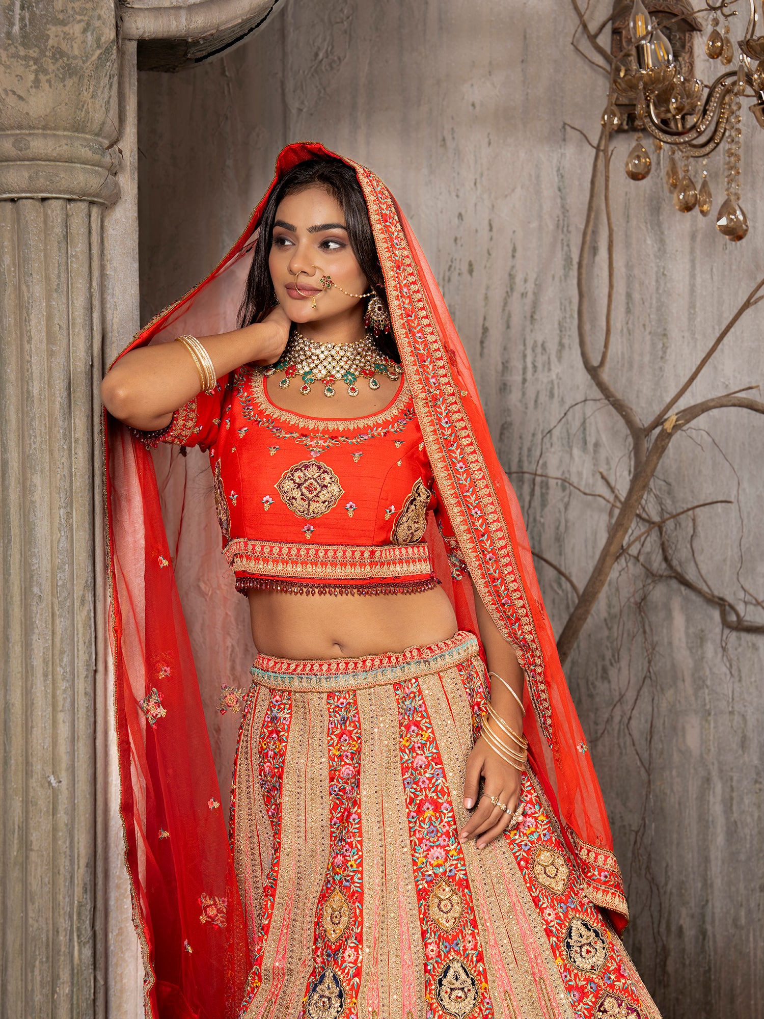 Regal Silk Lehenga With Intricate Handwork & Jarkan Multi Work