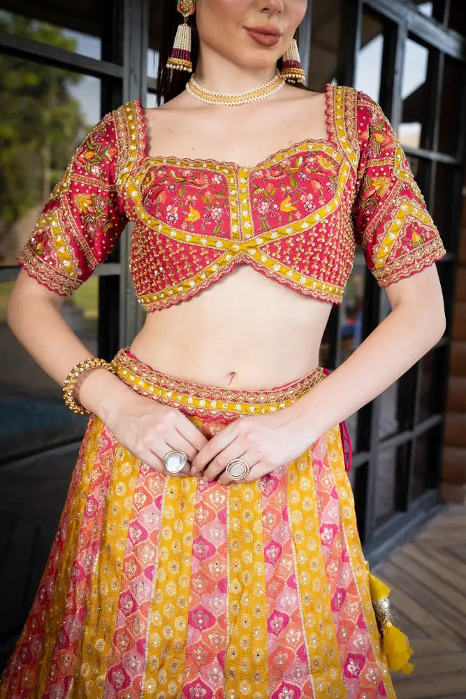 High-Fashion Multi Lehenga With Dupatta For Festive And Wedding Wear Lehenga