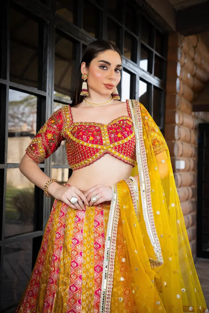 High-Fashion Multi Lehenga With Dupatta For Festive And Wedding Wear Lehenga