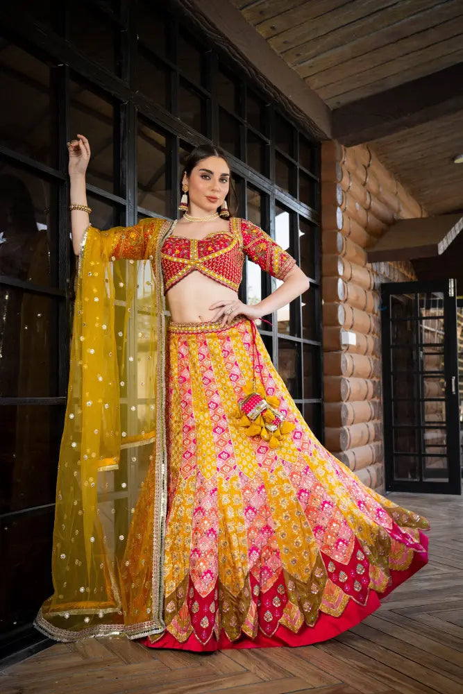 High-Fashion Multi Lehenga With Dupatta For Festive And Wedding Wear Lehenga