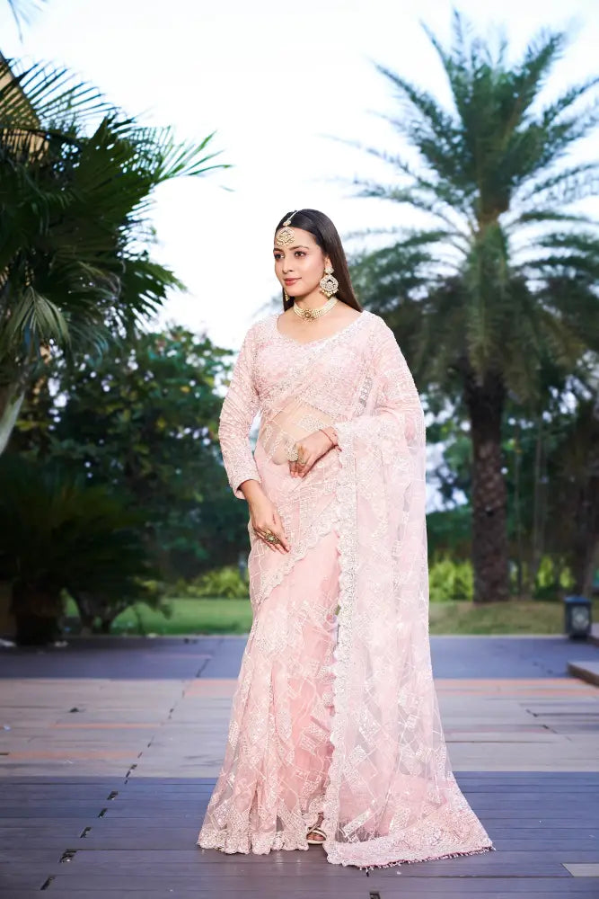 Pink Saree Ready Made Blouse With Exquisite Detailing