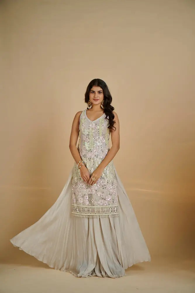 Premium Multi Color Suit In Georgette With Stunning Multi Work Art Suits