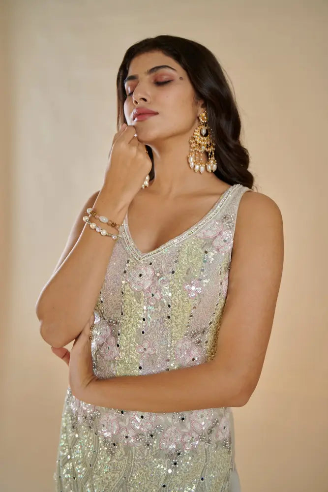 Premium Multi Color Suit In Georgette With Stunning Multi Work Art Suits