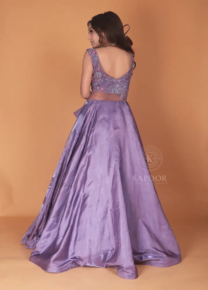 Purple Beaded Designer Gown For Unmatched Sophistication