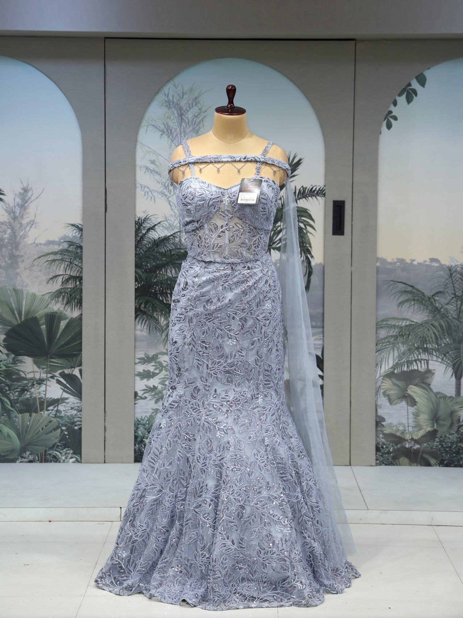 silver indo western dress Pink Silver Layered Indo Western Dress