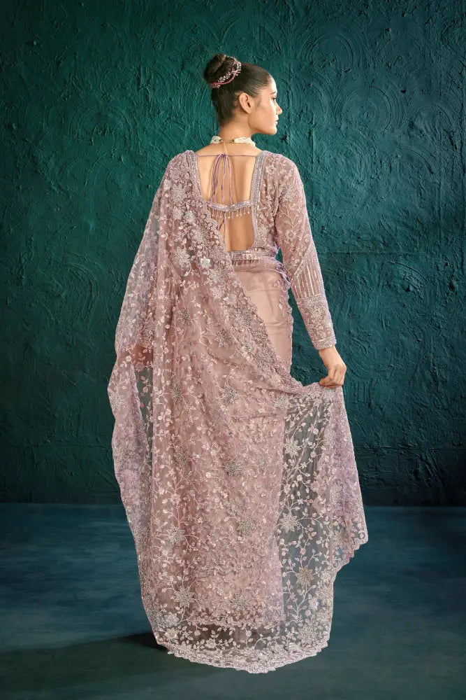 The Perfect Mauve Net Saree To Shine At Any Event Saree