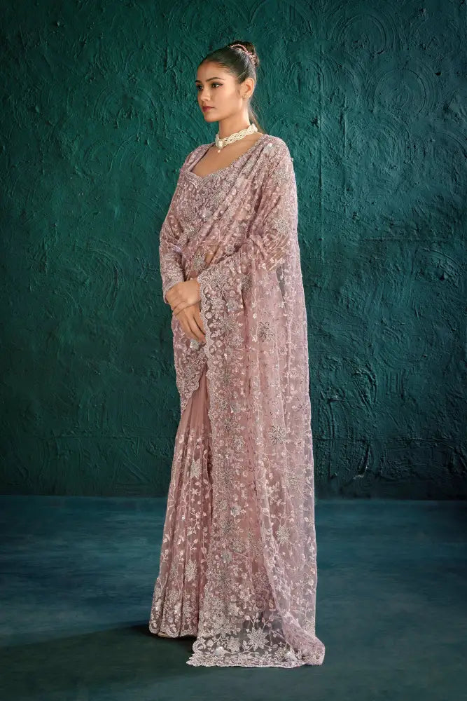 The Perfect Mauve Net Saree To Shine At Any Event Saree