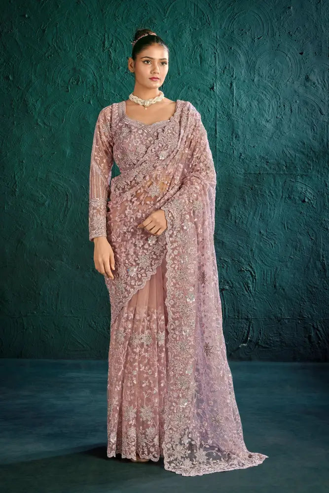 The Perfect Mauve Net Saree To Shine At Any Event Saree