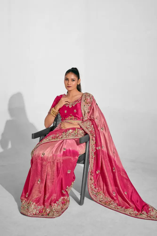 This Pink Banarasi Saree Will Make Every Moment Sparkle Saree