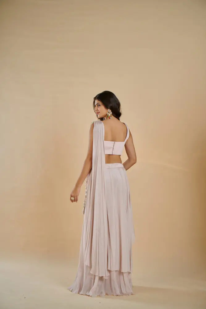 Unique Exclusive Mauve Saree With Handmade Work For Celebrations Saree