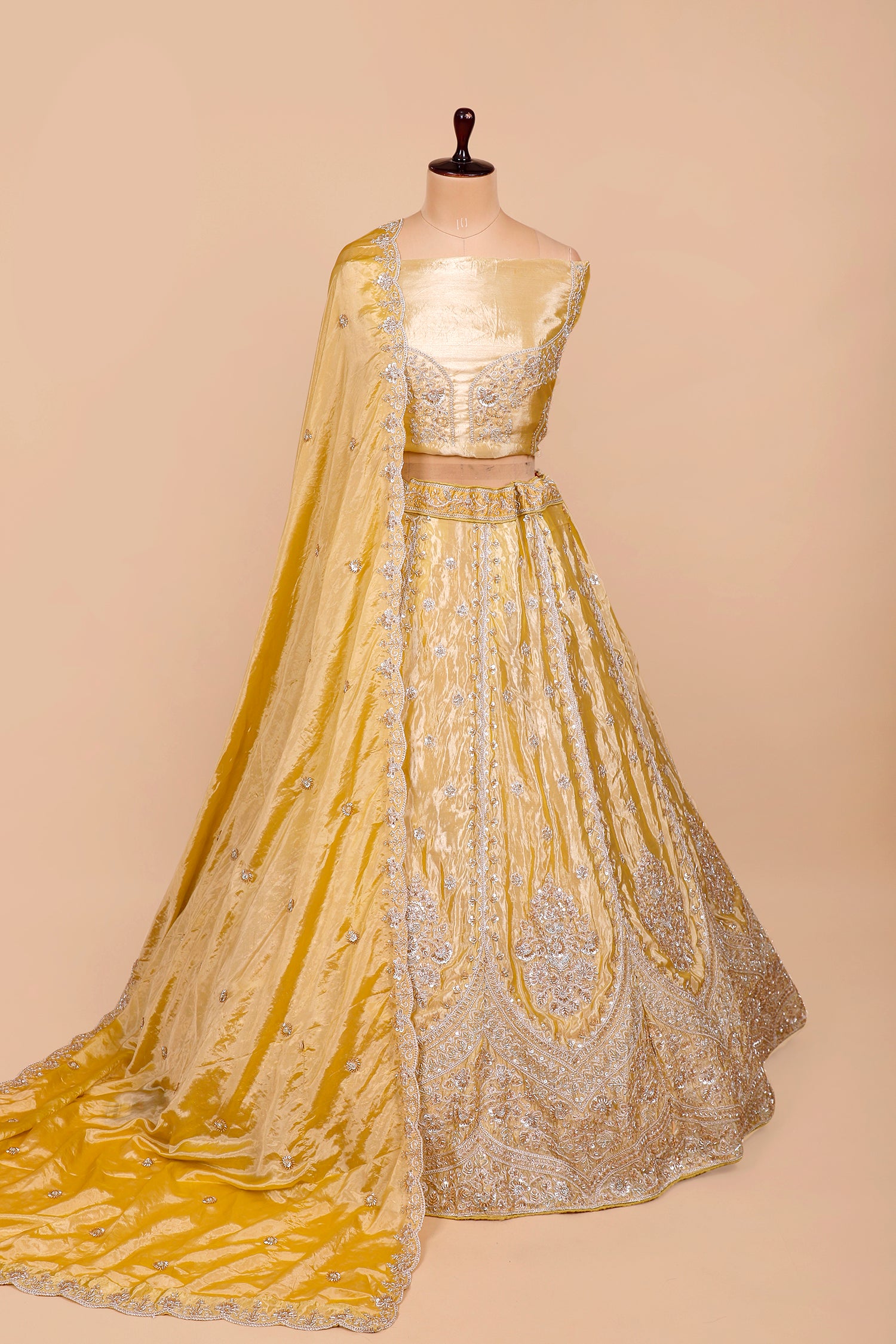 Sunshine Yellow Barbari With Thread Lehenga