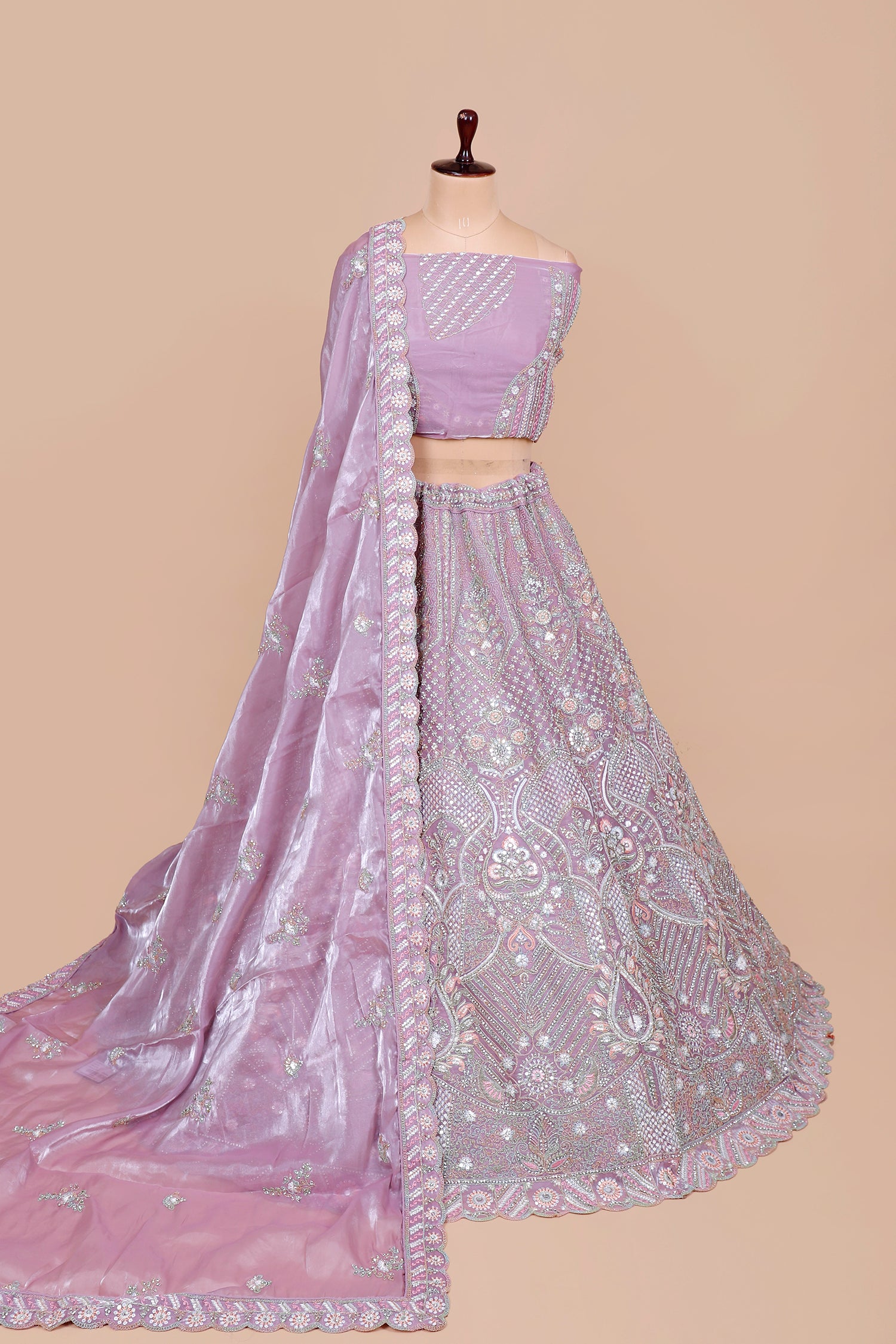 Lavender Jimmy Choo Lehenga With Thread