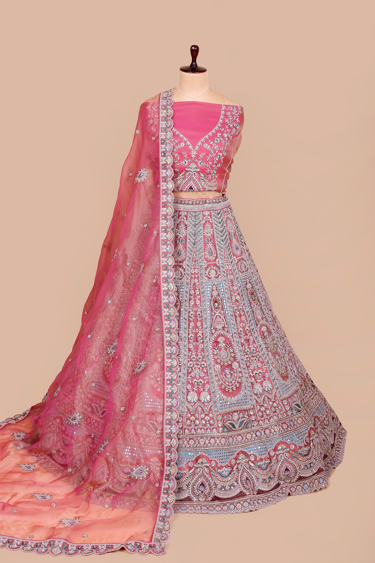 Onion Pink Designer Shimmer Lehenga