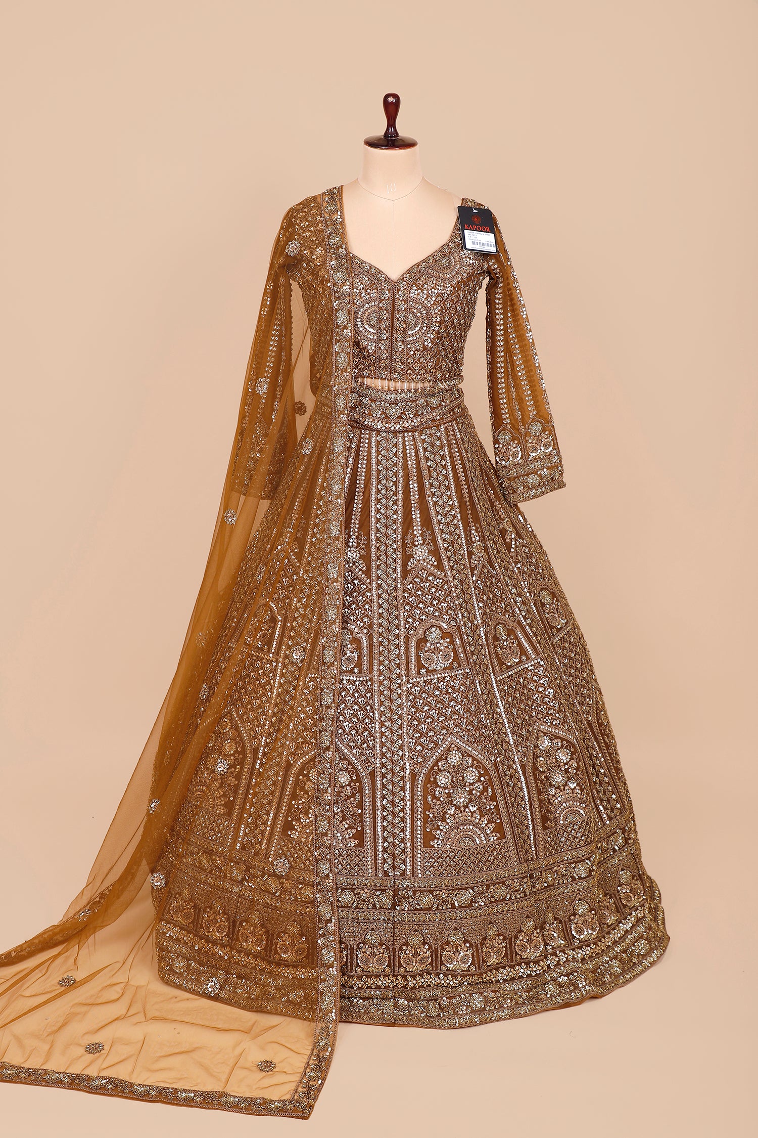 Copper Gold Net Crop Top With Thread