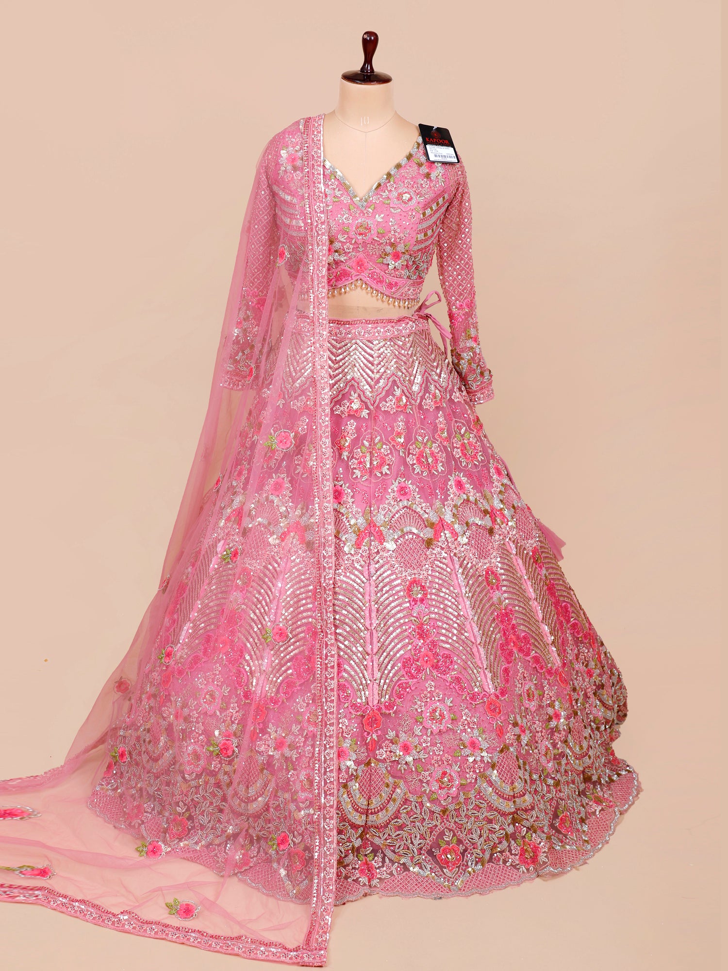 Pink Prism Heavywork Jarkan Beads Lehenga