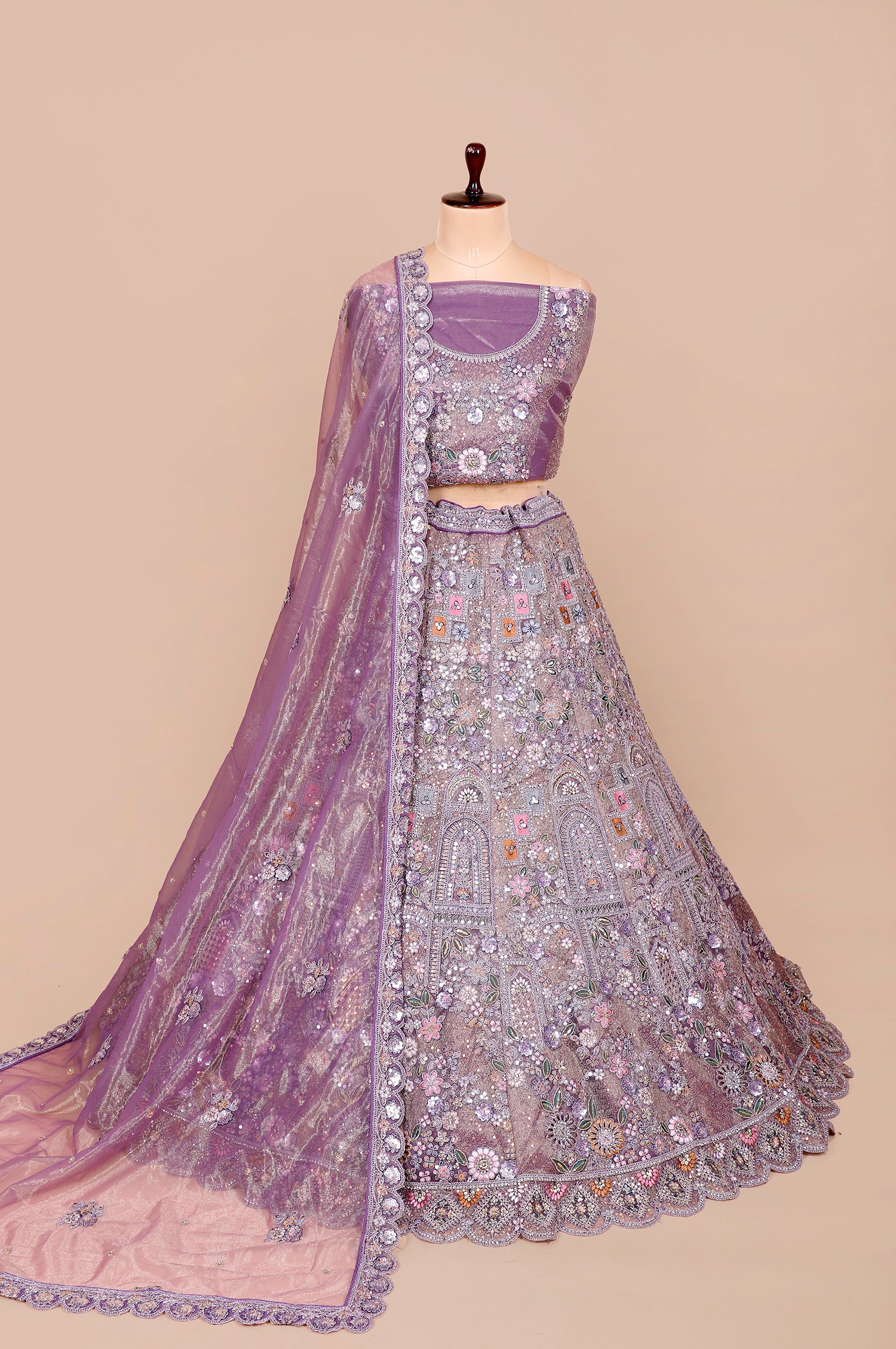 Lavender Shimmer Lehenga With Sequins