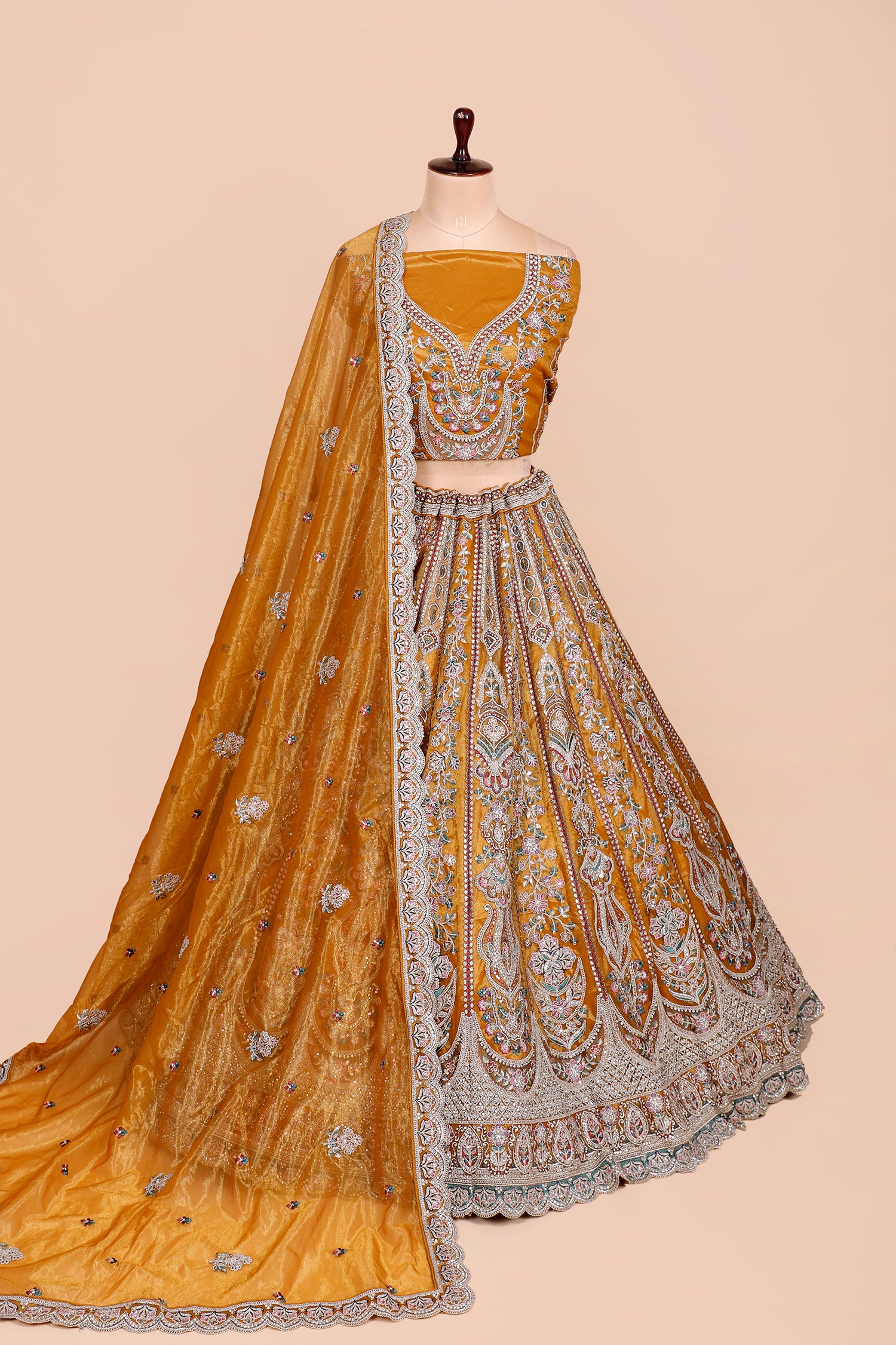 Mustard Shimmer Lehenga With Sequins