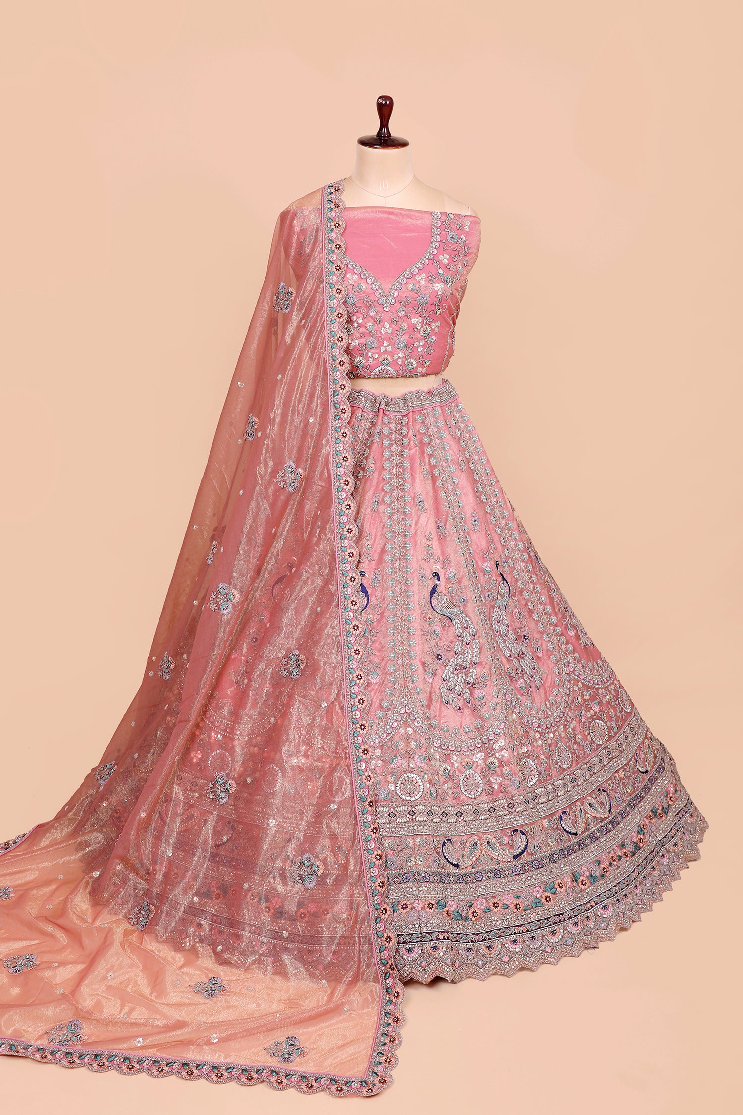 Blush Pink Shimmer Lehenga With Luxurious Embroidery