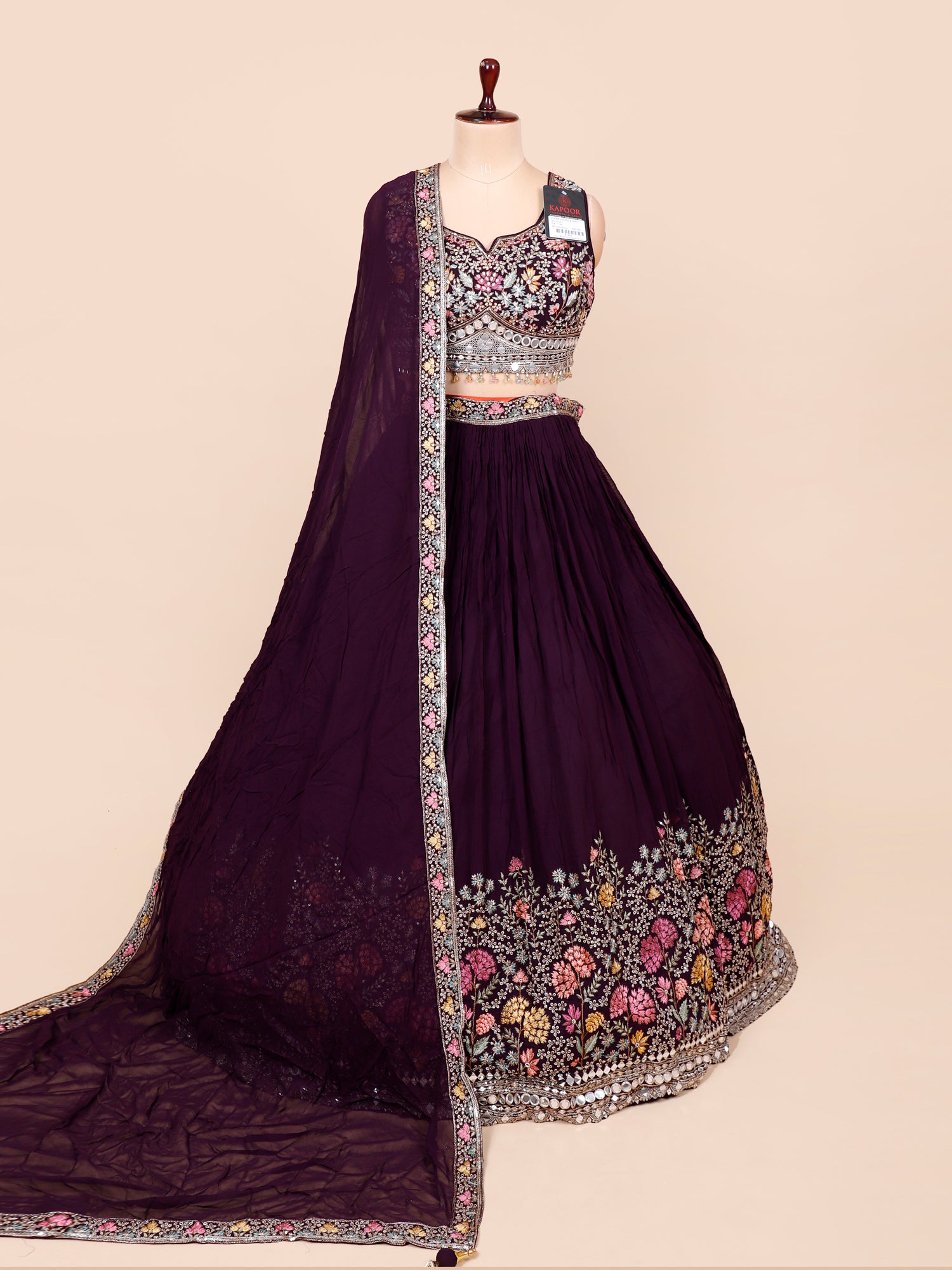 Berry Purple Starfall Thread Jarkan Lehenga