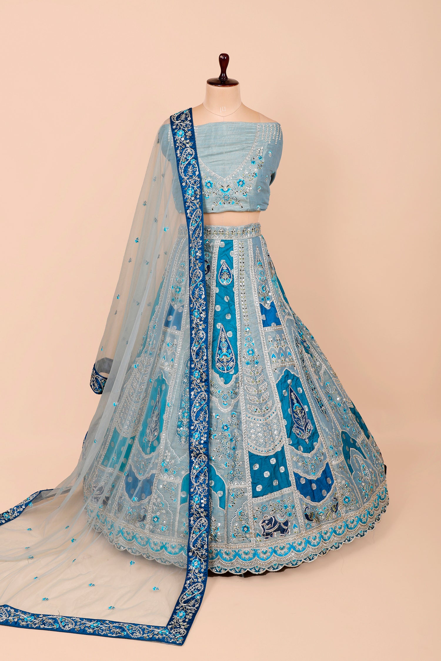 Multi-Color Silk Lehenga With Multi-Thread