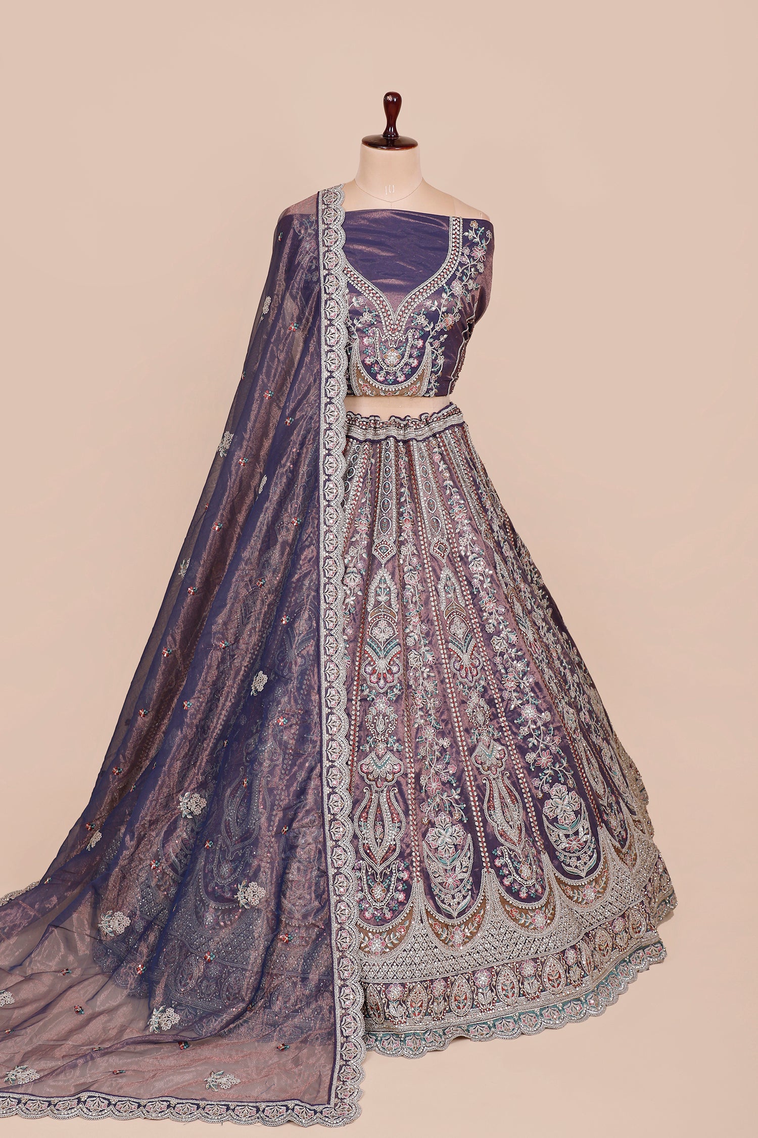Regal Dark Purple Lehenga In Shimmer Fabric