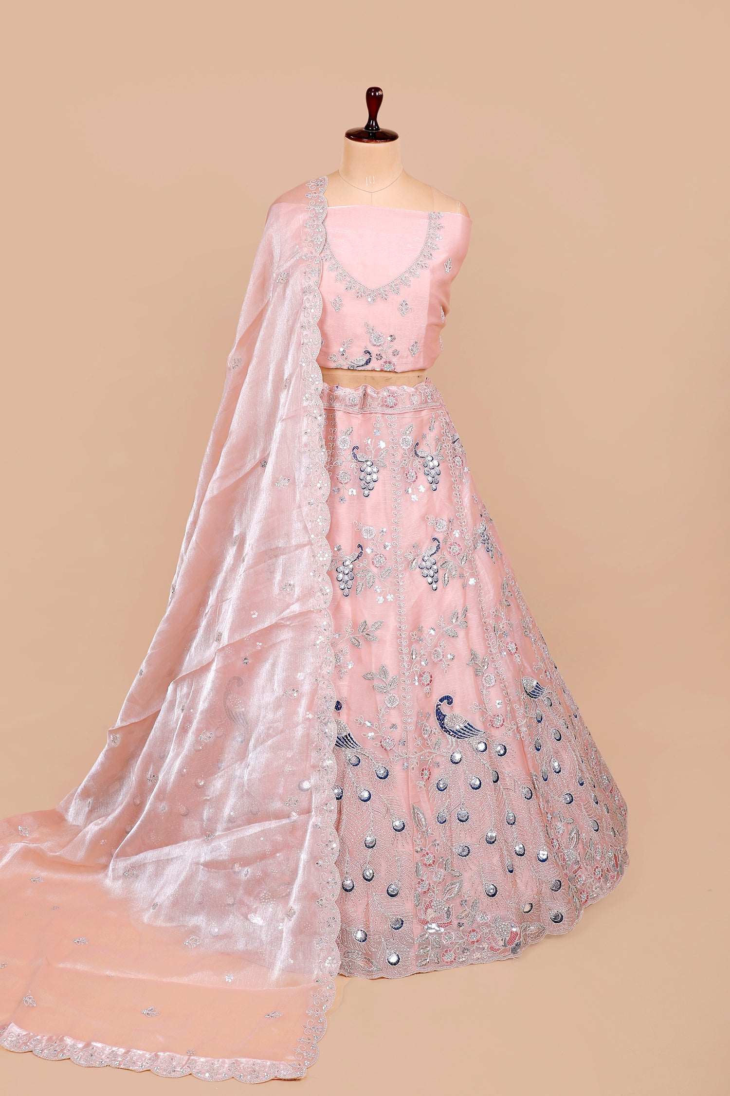 Baby Pink Shimmer Designer Lehenga