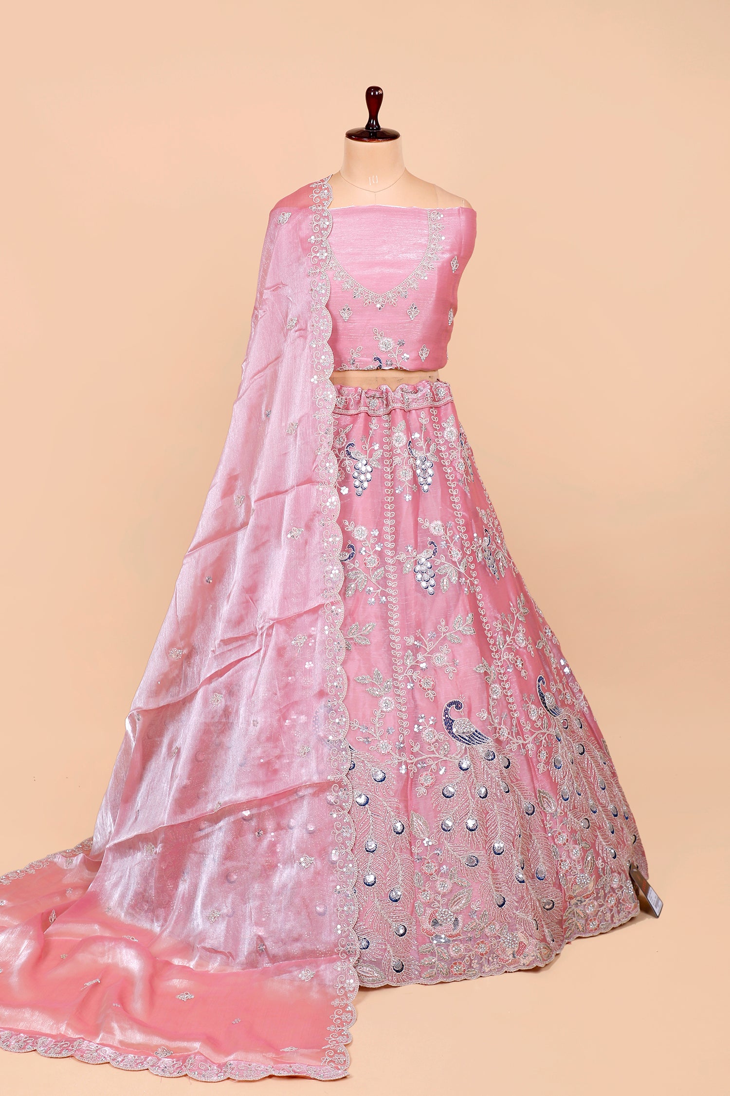 Bright Pink Festive Embroidered Lehenga