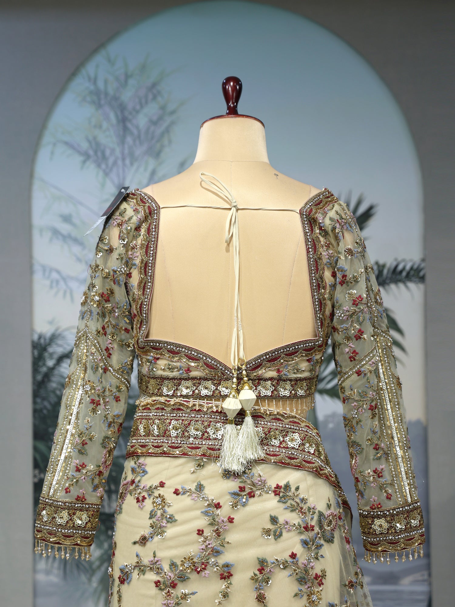 Off White Net Designer Saree with Heavy Embroidery Work