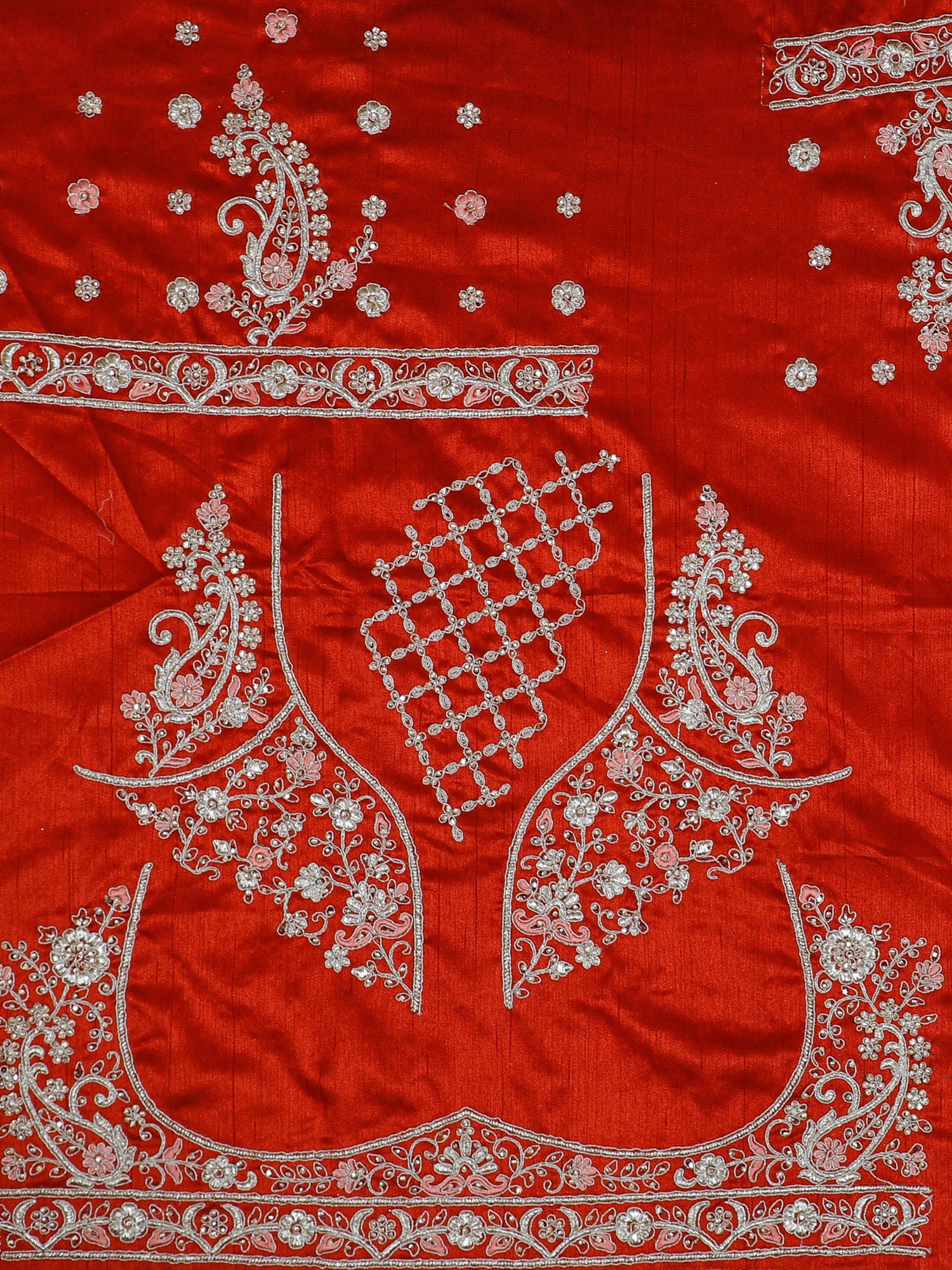 Elegant Rust Orange Silk Lehenga With Jarkan &amp; Diamonds