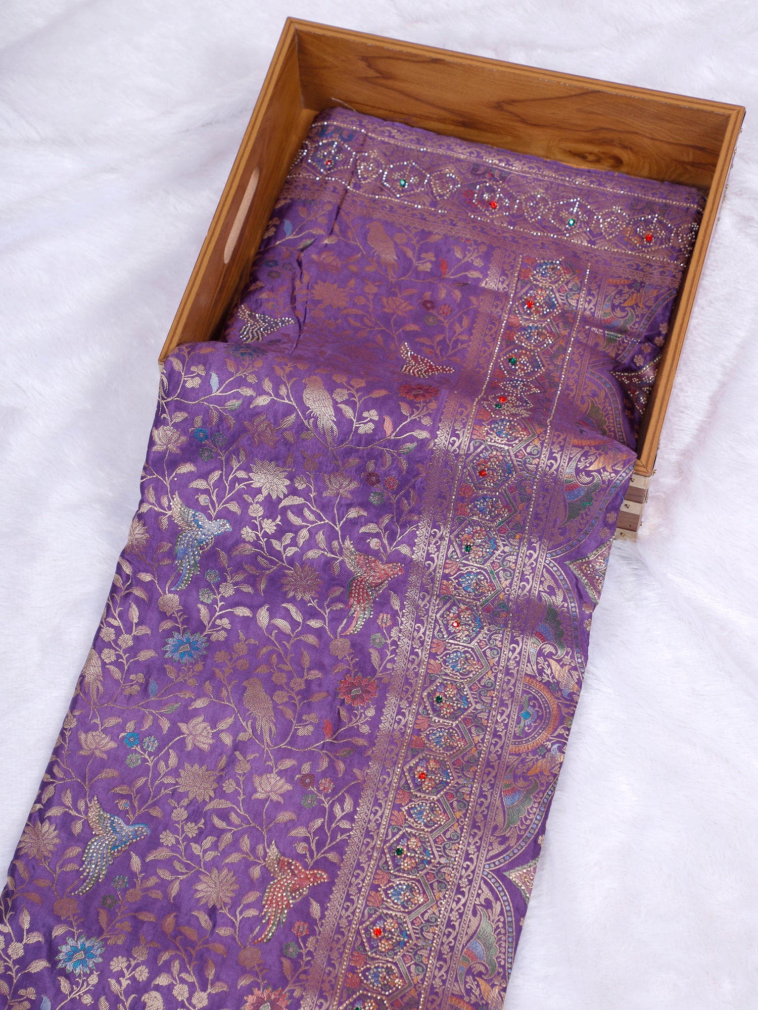 Red-Purple Raktambara Glow Silk-Mousse Saree