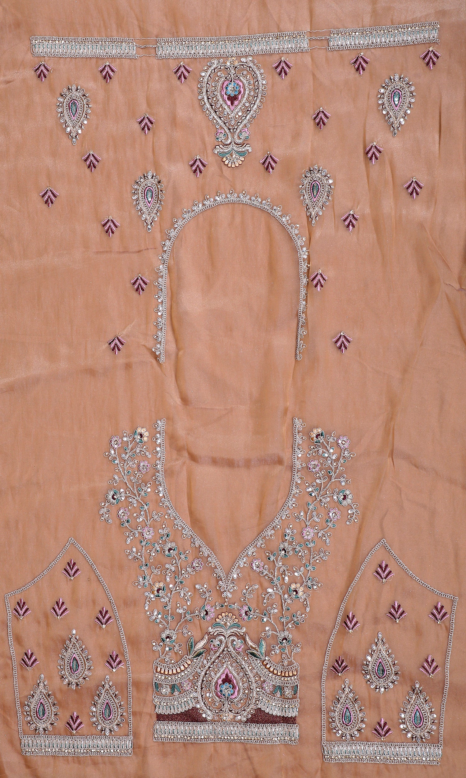 Brown Shimmer Lehenga With Multi-Thread &amp; Jarkan