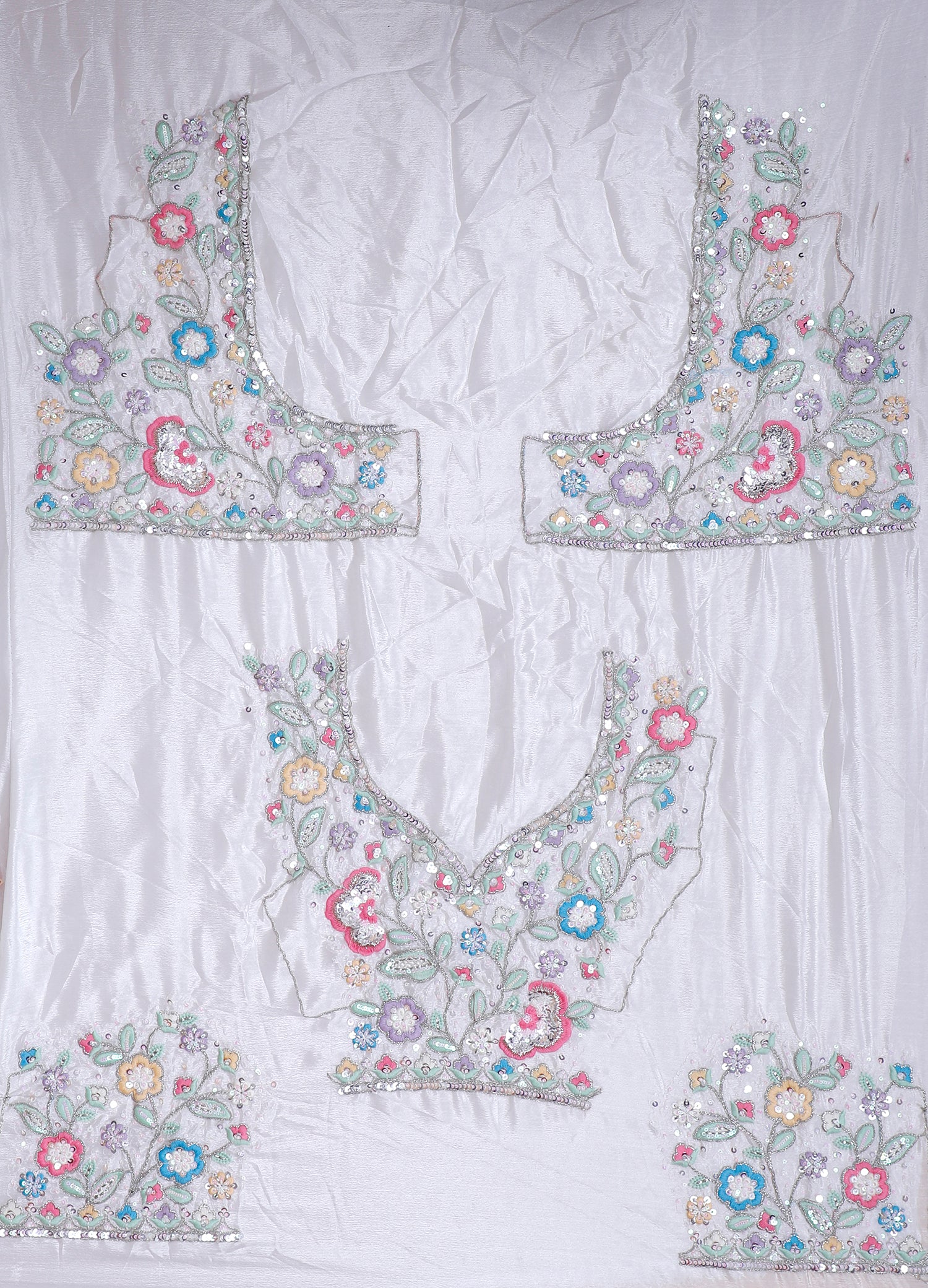 White Chinon Lehenga With Intricate Jarkan