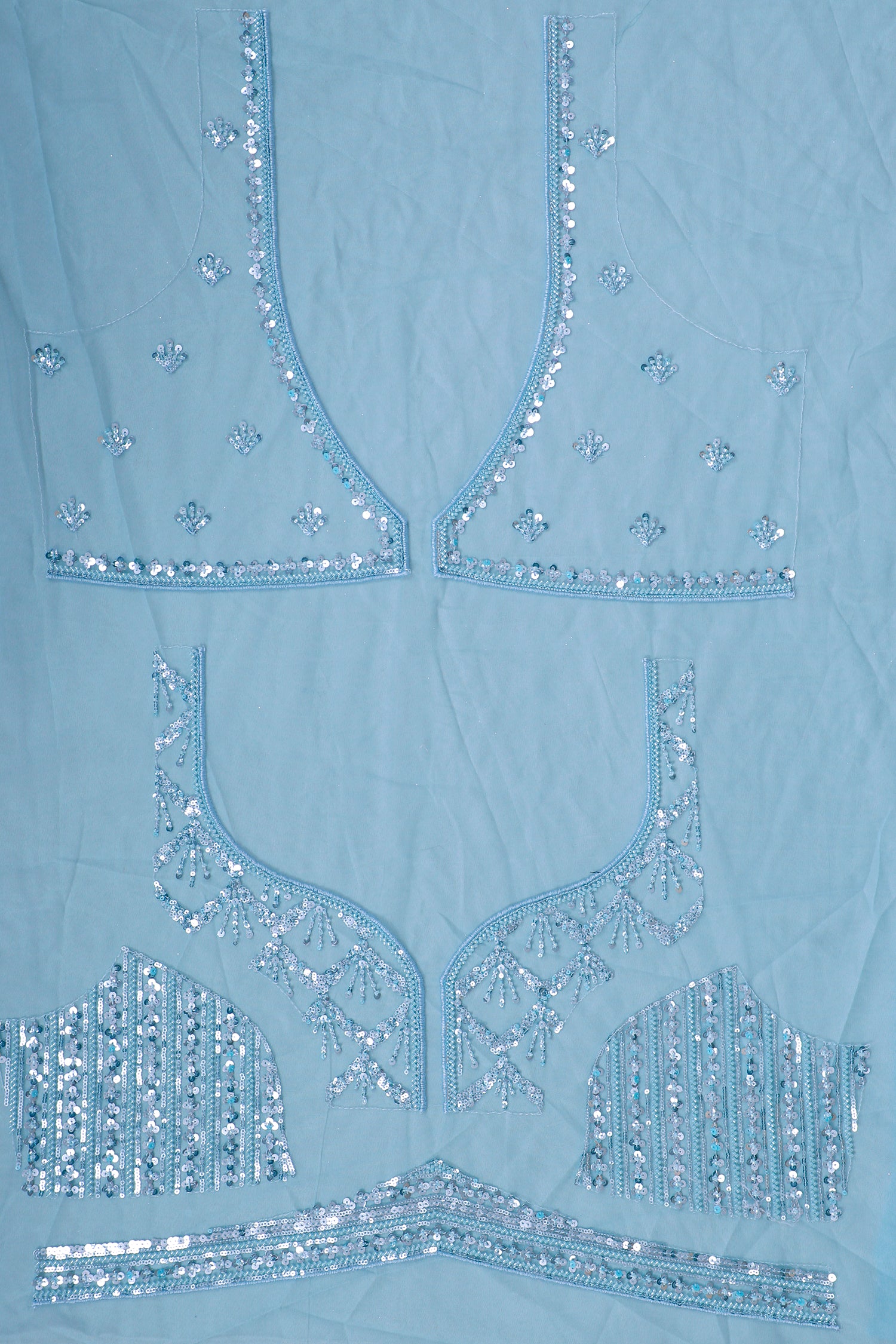 Powder Blue Net Lehenga With Sequins Work