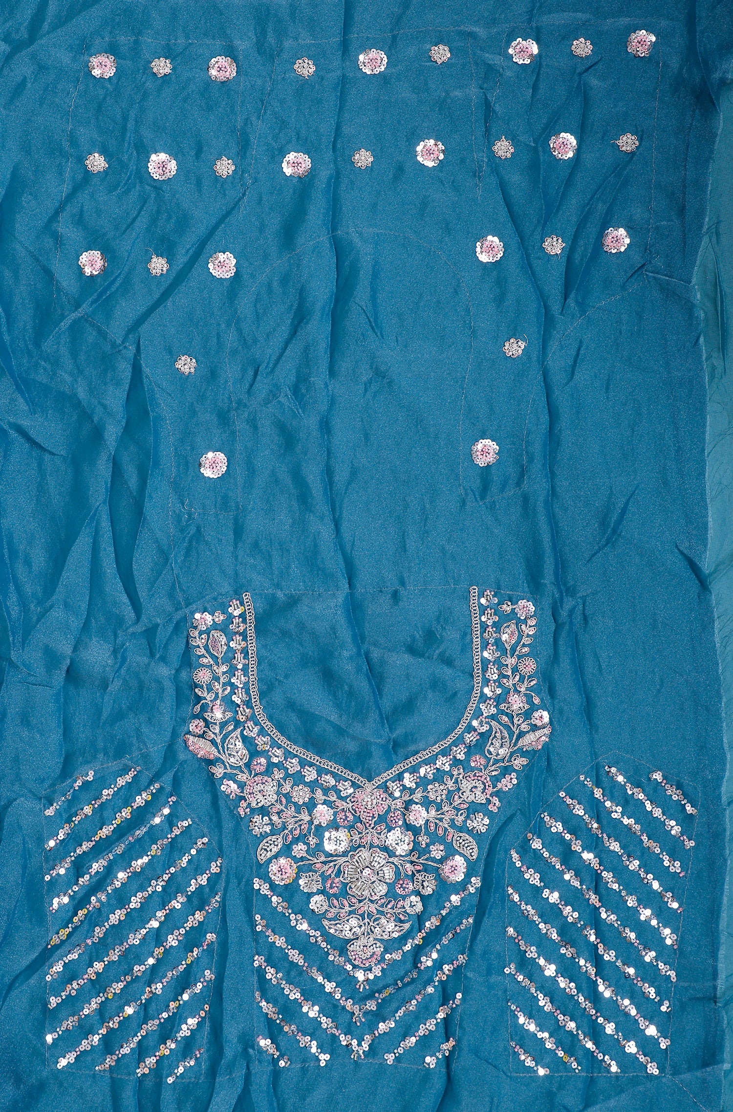Rama Blue Shimmer Lehenga With Sequins